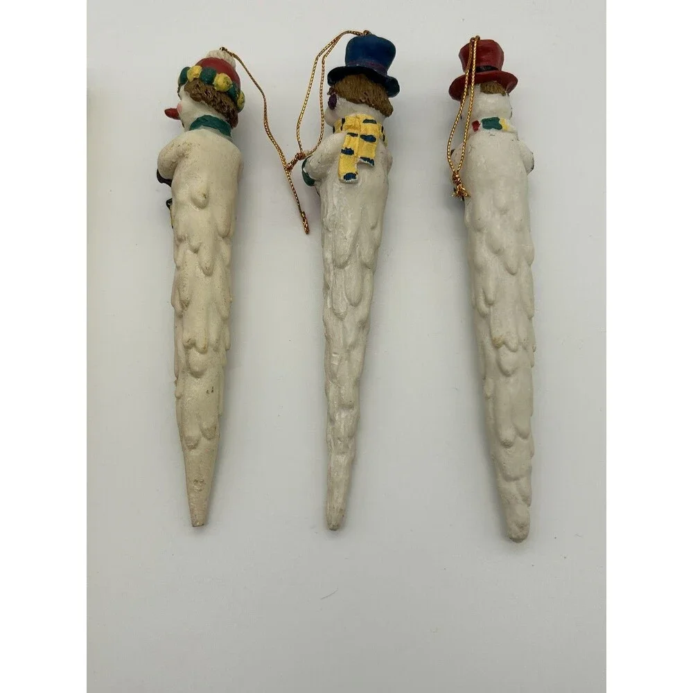 Vintage Holiday Snowmen  Set of 3 Icicles Ornament Christmas Decor